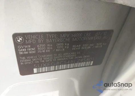 2011 BMW X6 xDrive50I from USA, damaged, VIN 5UXFG8C54BLZ95801